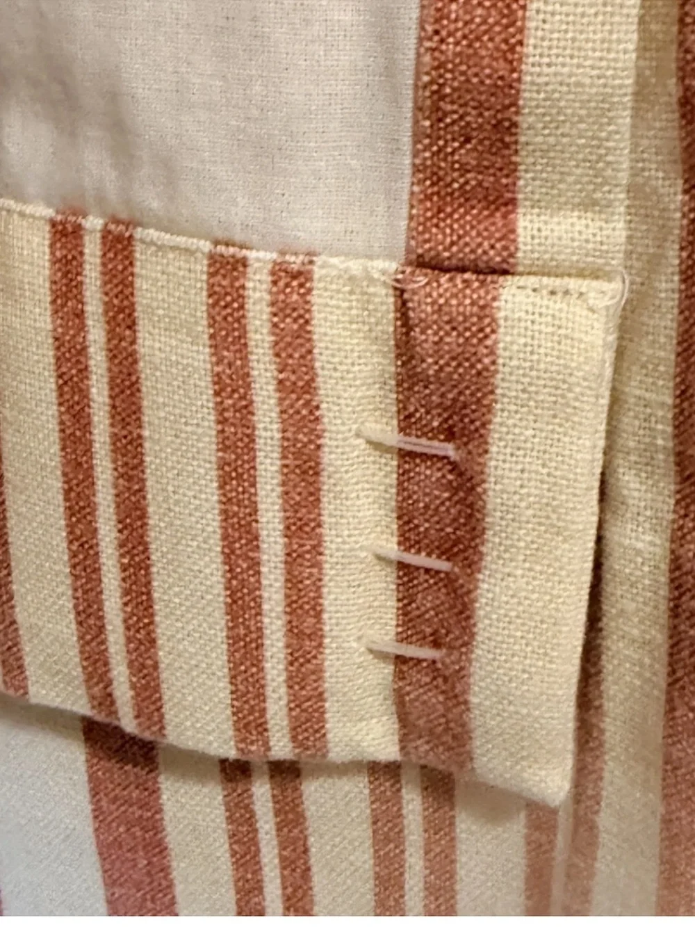 Pottery Barn Antique Stripe Drape | RED Striped Curtain Blackout Lining 84” L